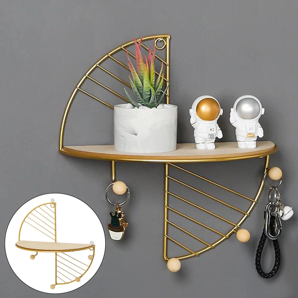 1 Pcs Metal Wood Wall Mounted Storage Shelf