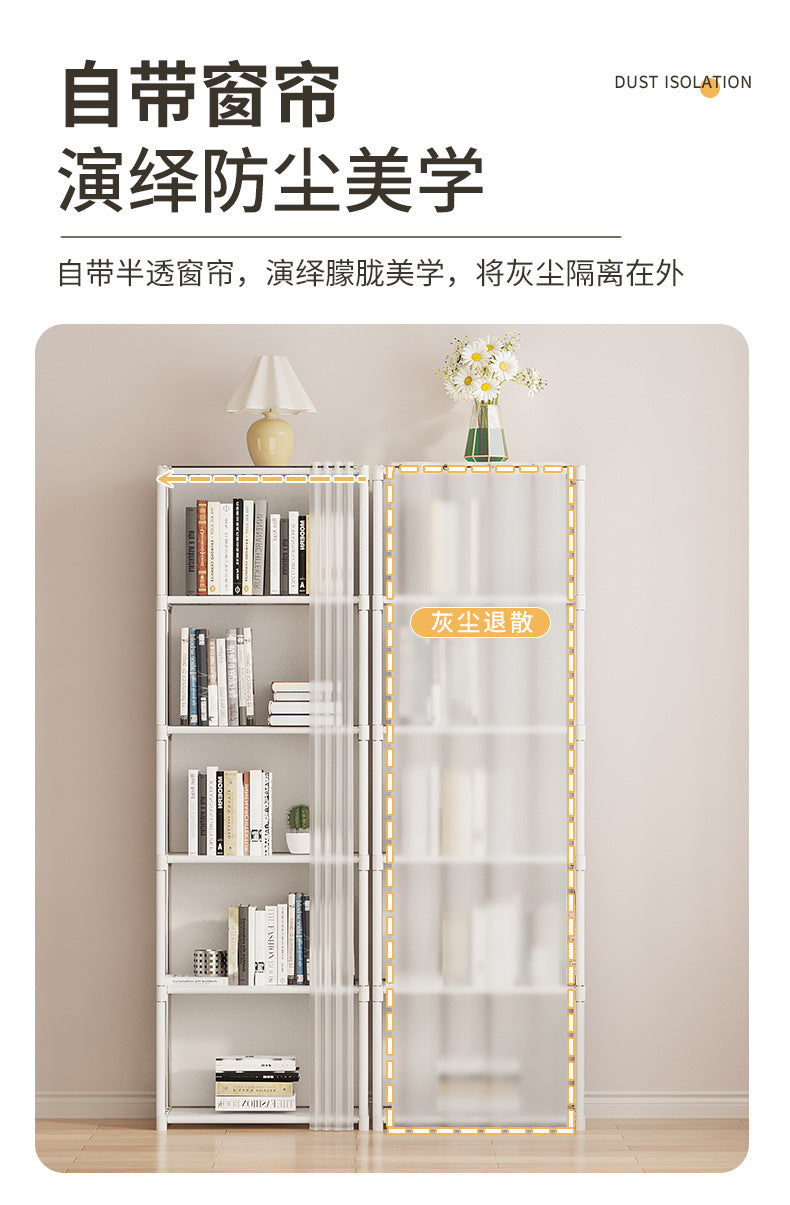 5 Layers Dustproof Wardrobe Bookshelf Bedroom Open Simple Assembly Storage Cabinet