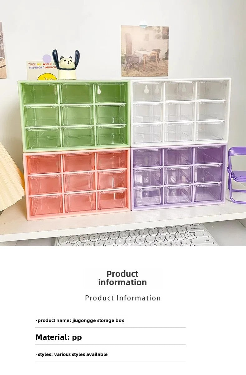 9 Grids Dust Proof Jewelry Statnory Drawer Storage Box Stationery