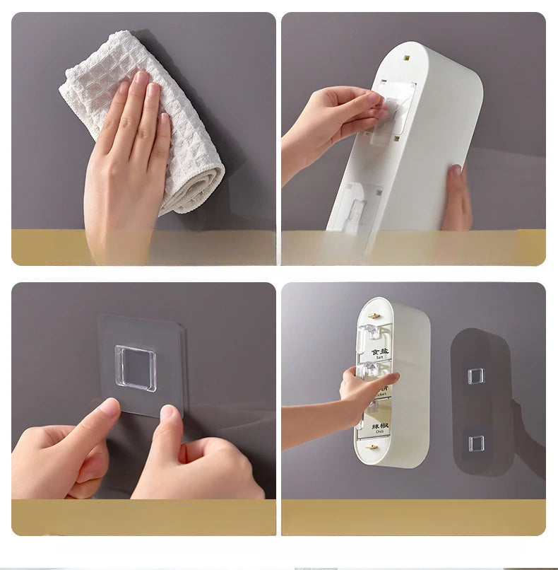 3 Portion Wall-Mounted Seasoning Spice Box (Premium Quality)