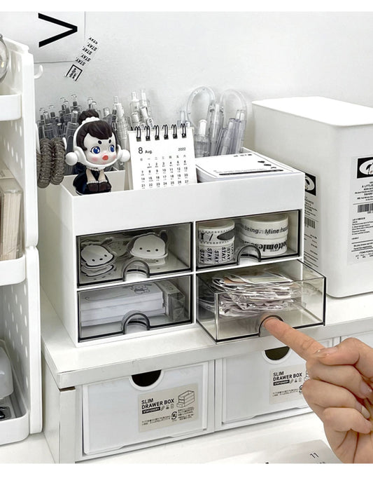 Multipurpose Desktop Cosmetic Statnory Storage Box with Drawer. (Premium Quality)