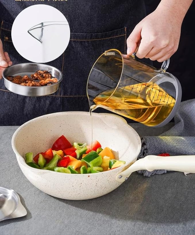 Glass Bacon Grease Container With Strainer Cooking Oil Bottle  (Premium Quality)