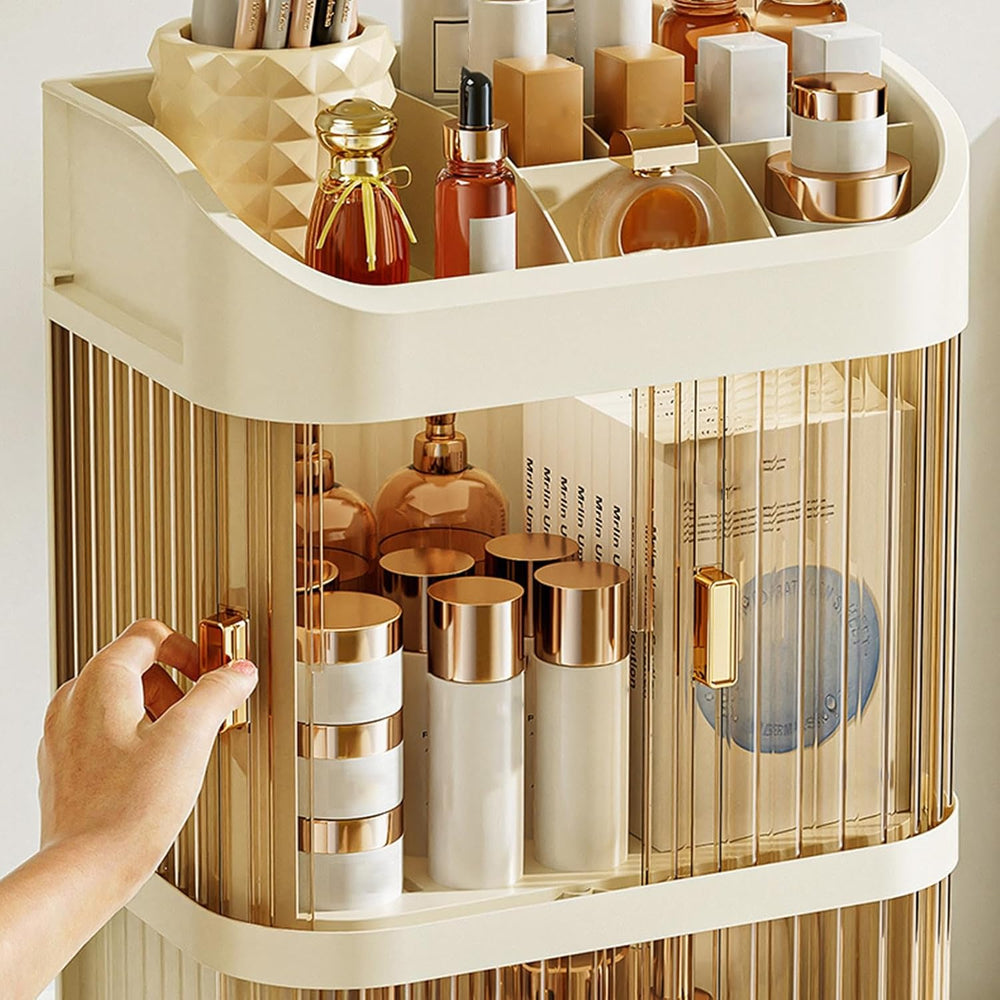 3 LayerMakeup Storage Box Multi Compartments Cosmetic Organizer, Acrylic Cosmetics Display Case
