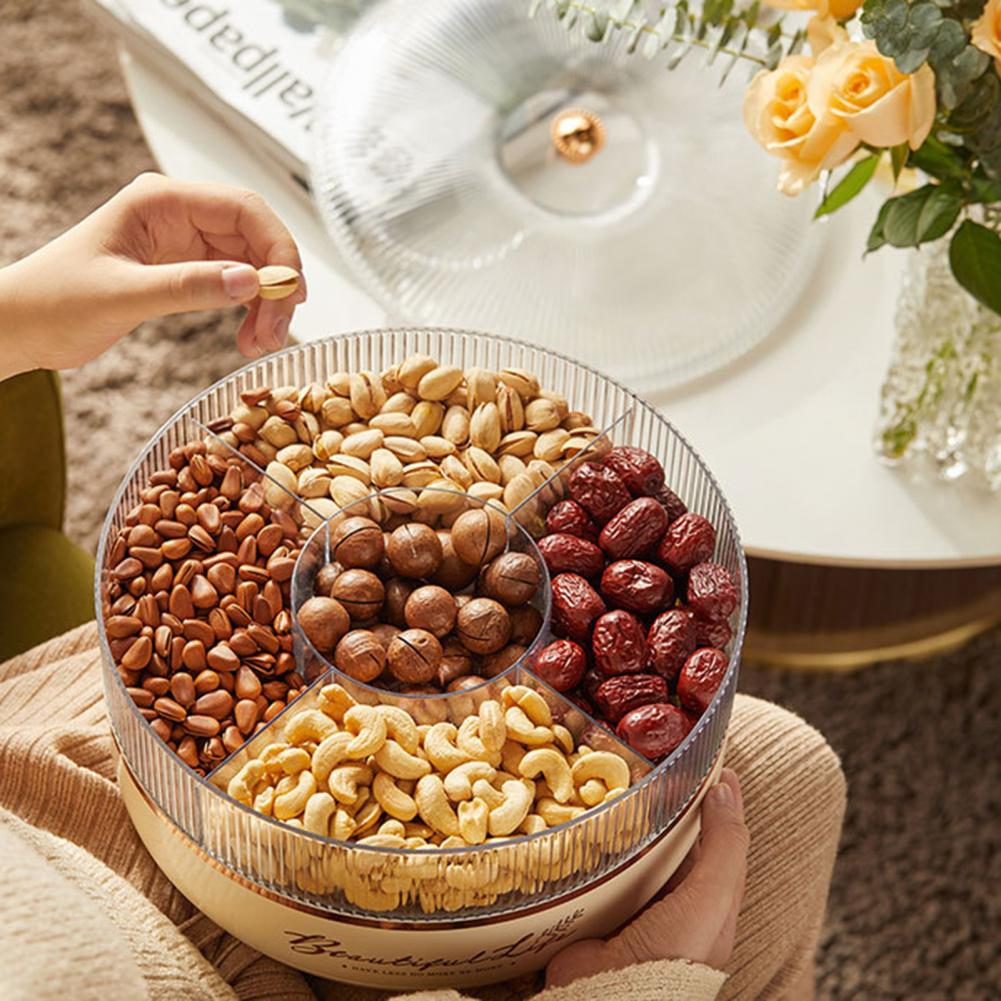 5 Grid Transparent Nuts And Snacks Tray (Premium Quality)