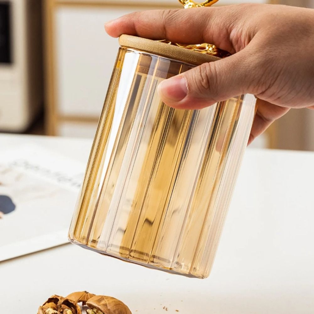 Golden Deer Airtight Jar With Wooden Lid