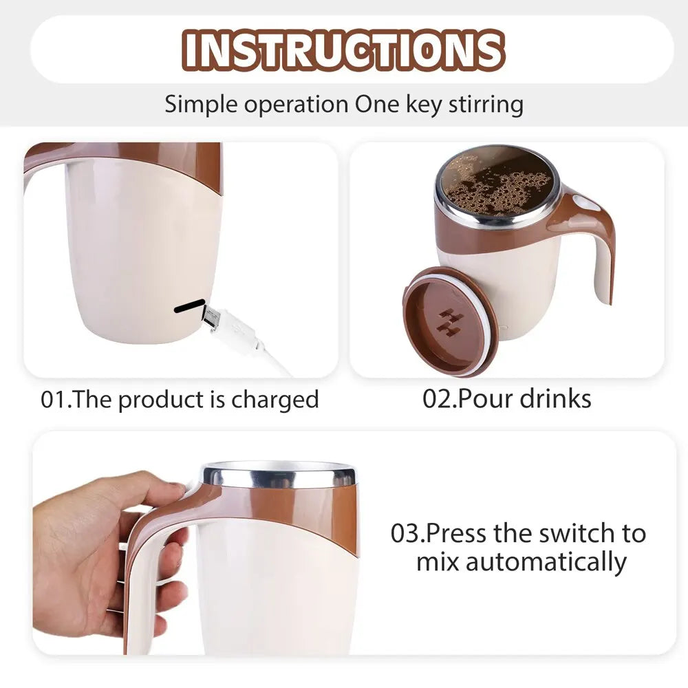 380ml Portable Automatic Magnetic Self-Stirring Rechargeable Mug