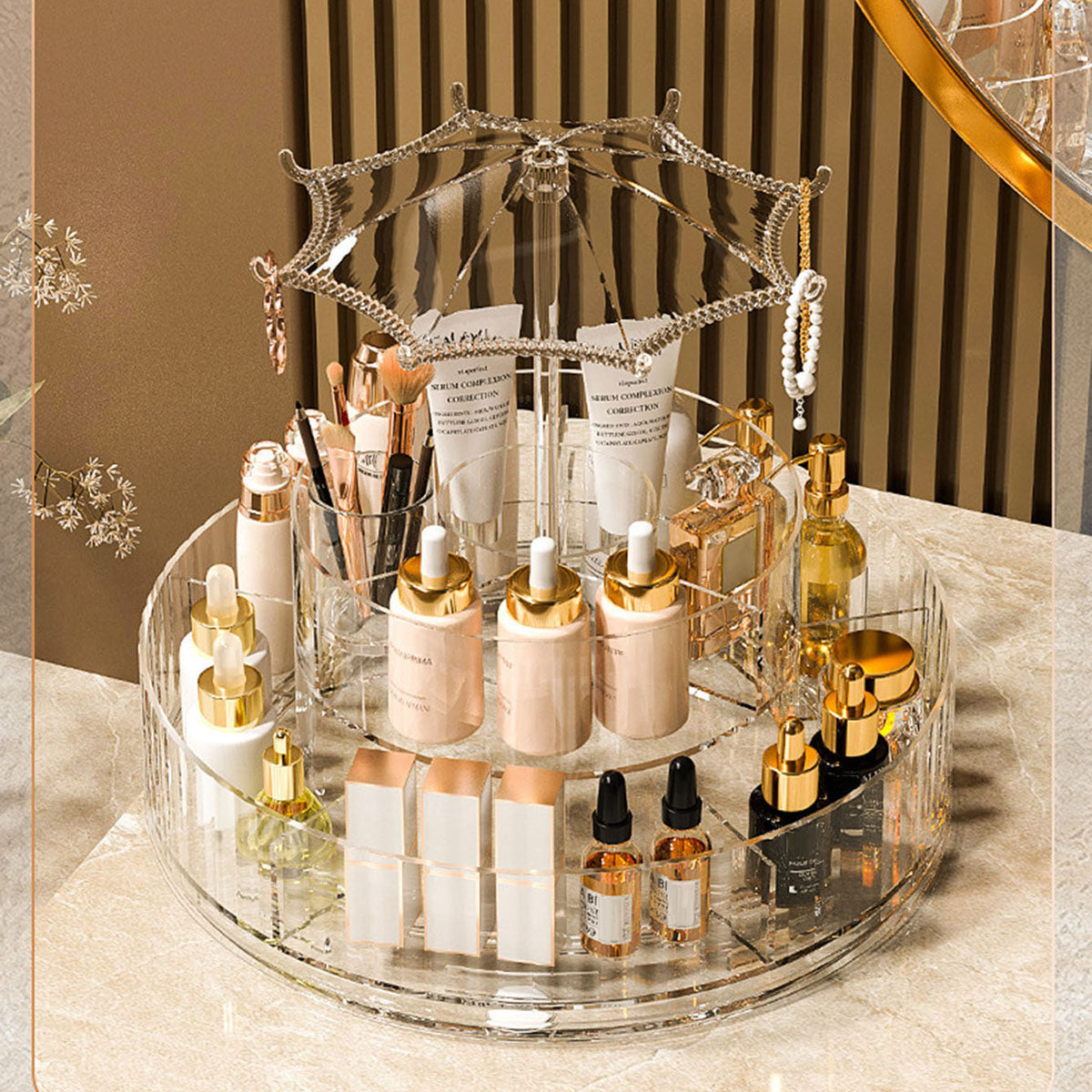 360 Degree Rotation Umbrella Style Makeup Box (Premium Quality)
