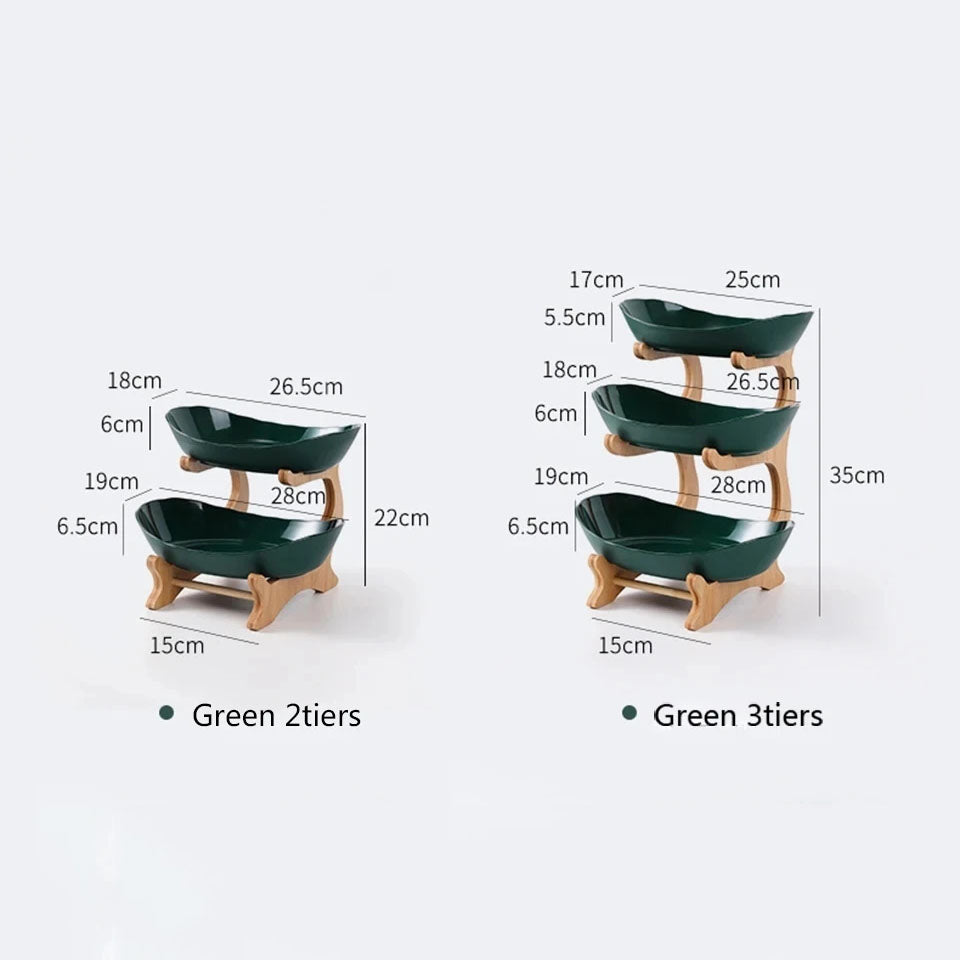 3 Layer Fruit Plate With Wooden Stand (Premium Quality)