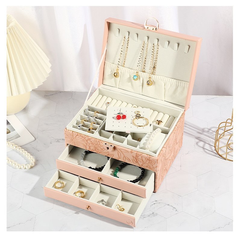 Luxury Self Texture Leather Jewelry Organizer (Premium Quality)