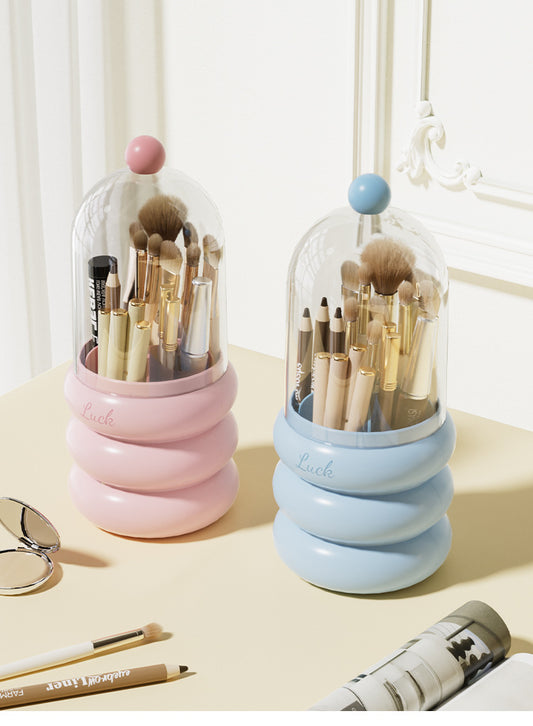 360° Rotating Makeup Brushes Holder With Lid Lipstick Organizer (Premium Quality)