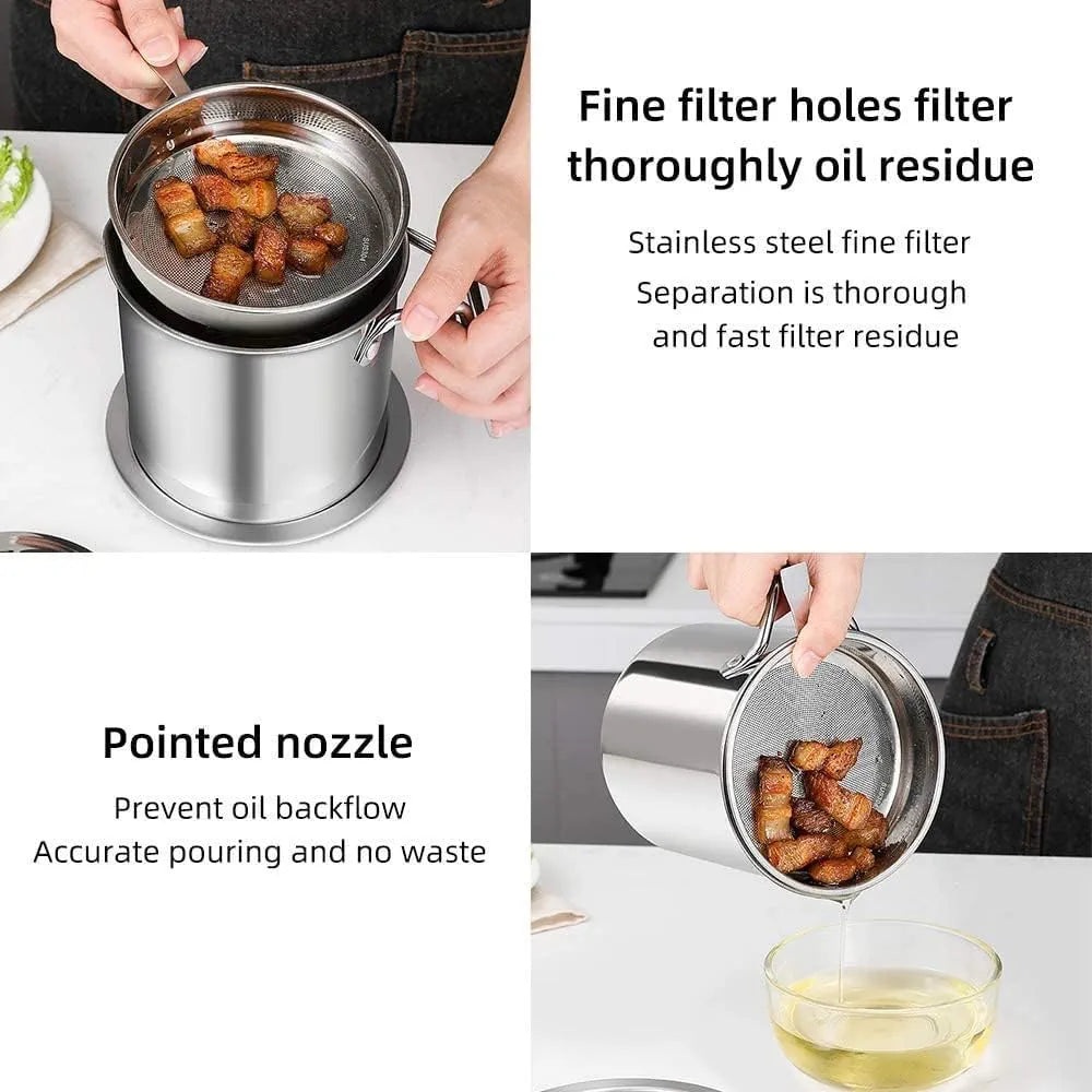 Oil Strainer Pot Grease Can Stainless Steel