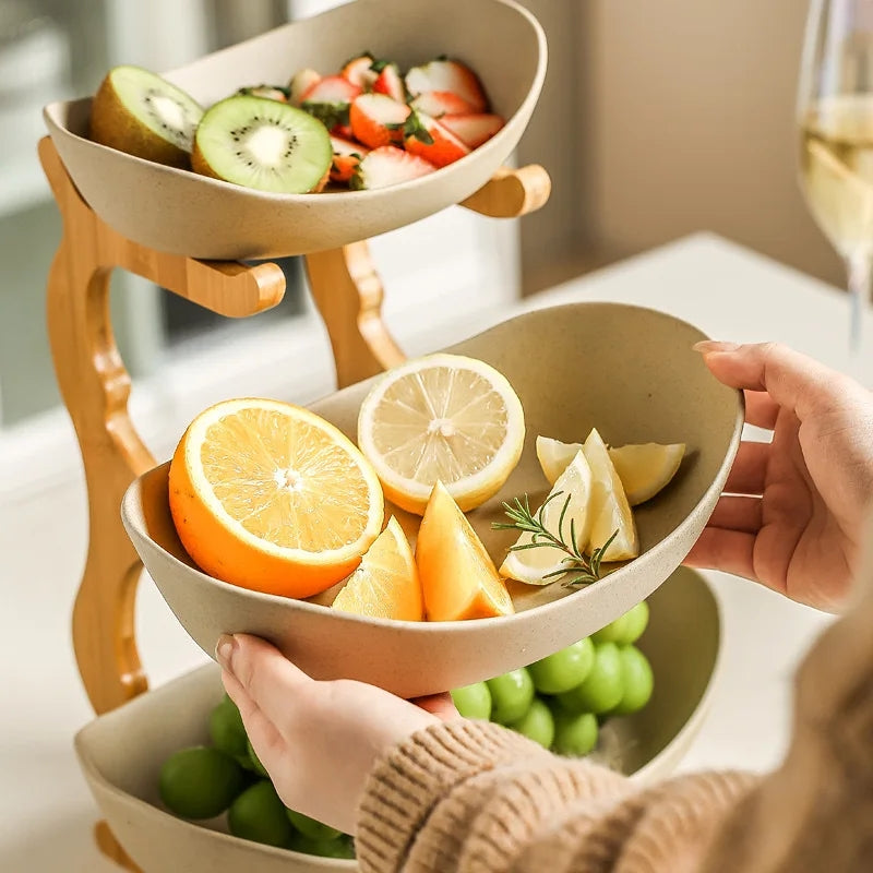 3 Layer Fruit Plate With Wooden Stand (Premium Quality)