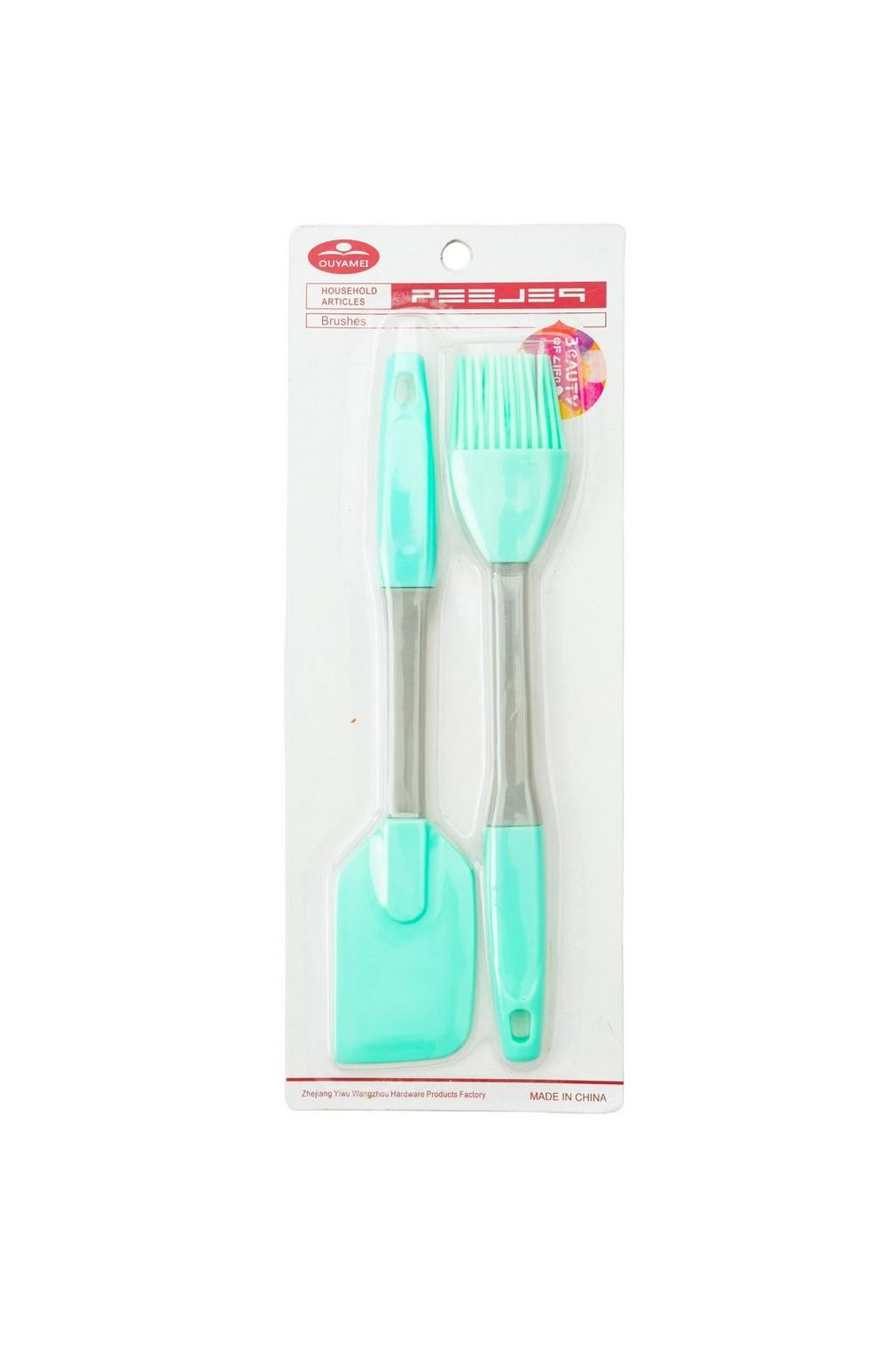 2Pcs Silicone Spatula And Oil Brush