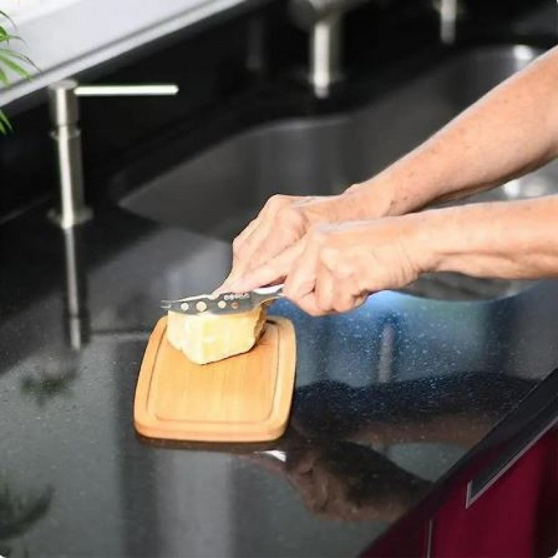 Multifunctional Rectangular Bamboo Butter/Cheese Serving Box With Clear Lid