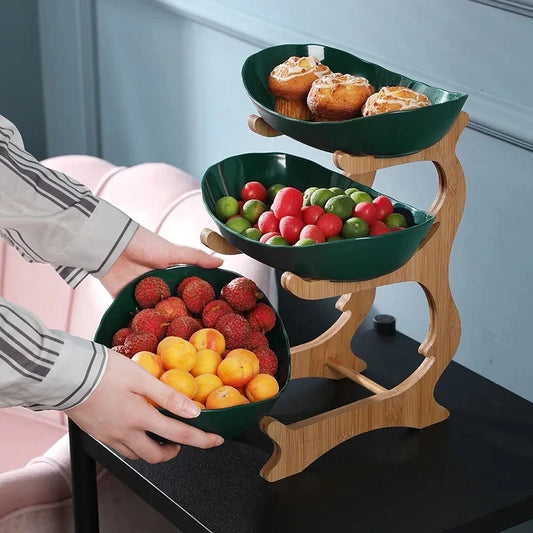3 Layer Fruit Plate With Wooden Stand (Premium Quality)