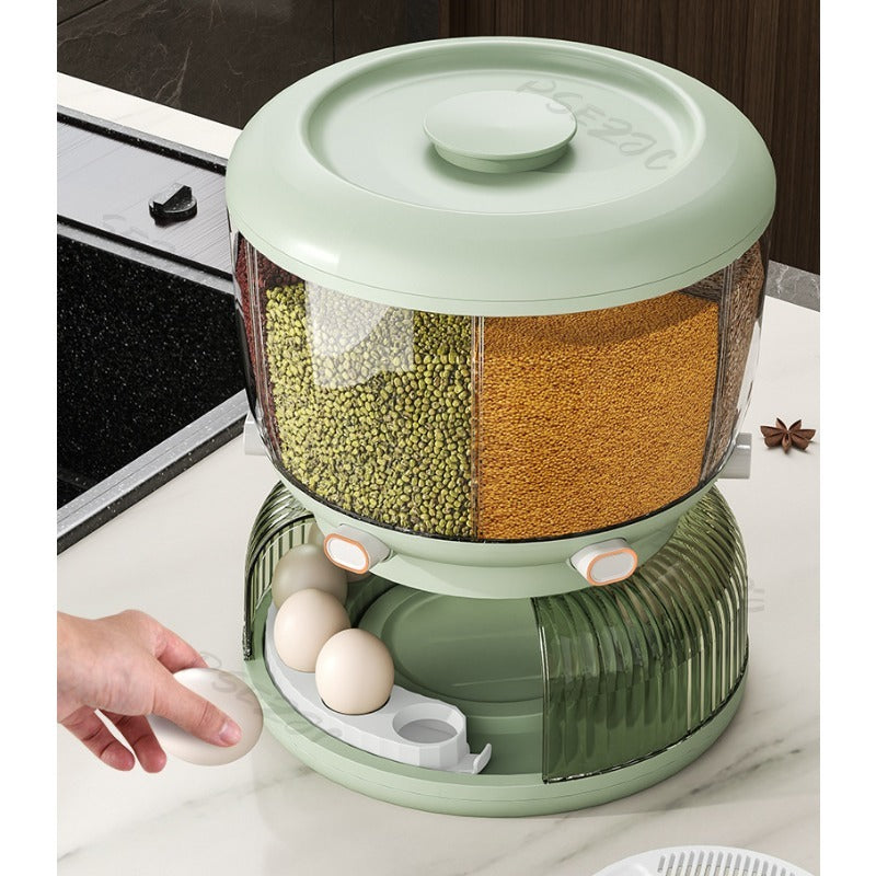 Multipurpose 360 Rotating Grain Storage Food Dispense With Egg Tray (Premium Quality)