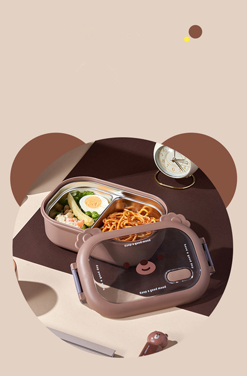 2 Compartments Stainless Steel Lunch Box. (Premium Quality)