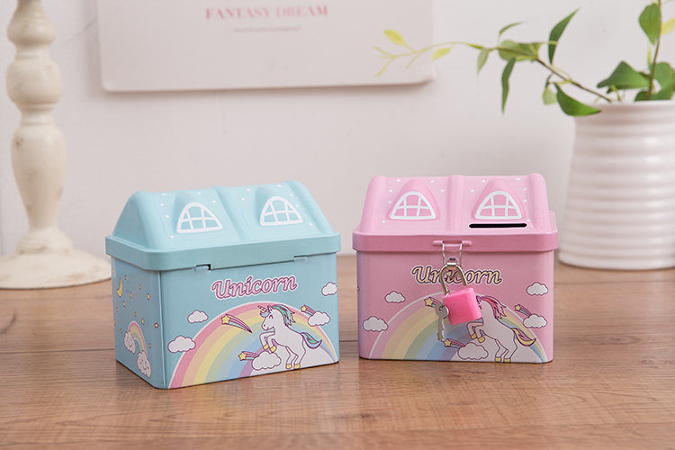 Children Money Bank Unicorn Style Metal Box