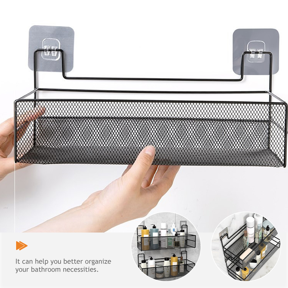 Self-Adhesive Wall-Mounted Iron Shelf With Hook