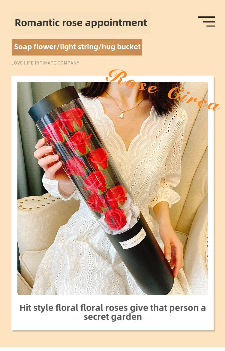 LED Rose Flower Bucket