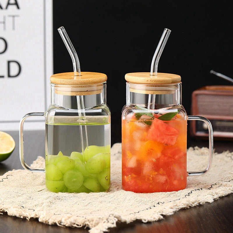 Transparent Bubble Mug With Bamboo Lid n Straw (Premium Quality)
