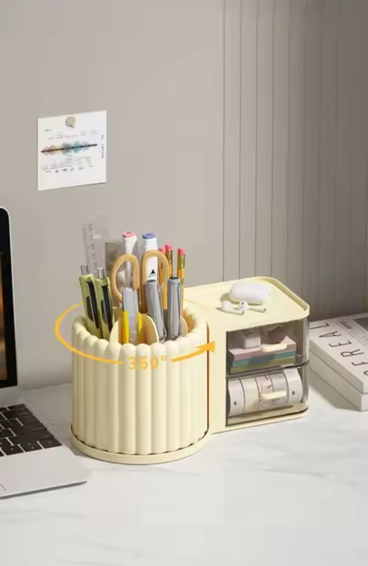 Rotating Plastic Makeup Brush Organizers With Drawer (Premium Quality)