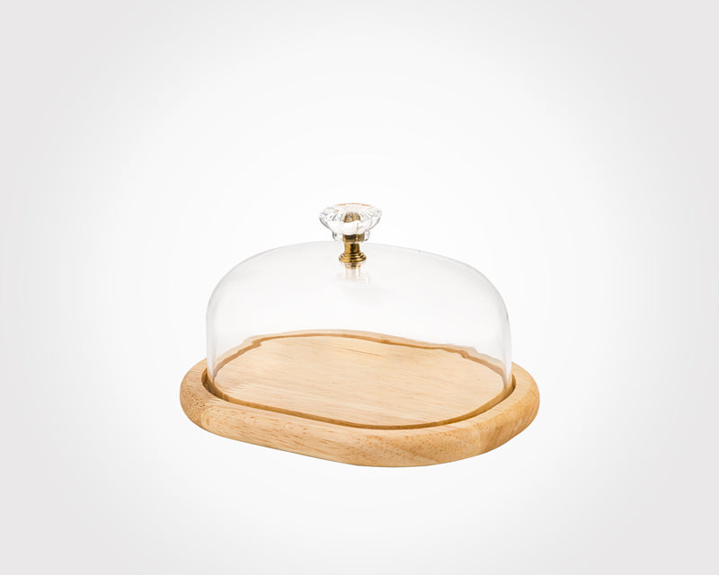 Multifunctional Rectangular Bamboo Butter/Cheese Serving Box With Clear Lid
