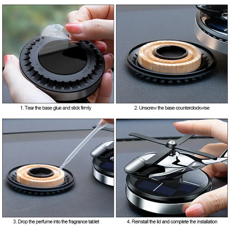 Car Air Freshener Helicopter Solar Powered Plane
