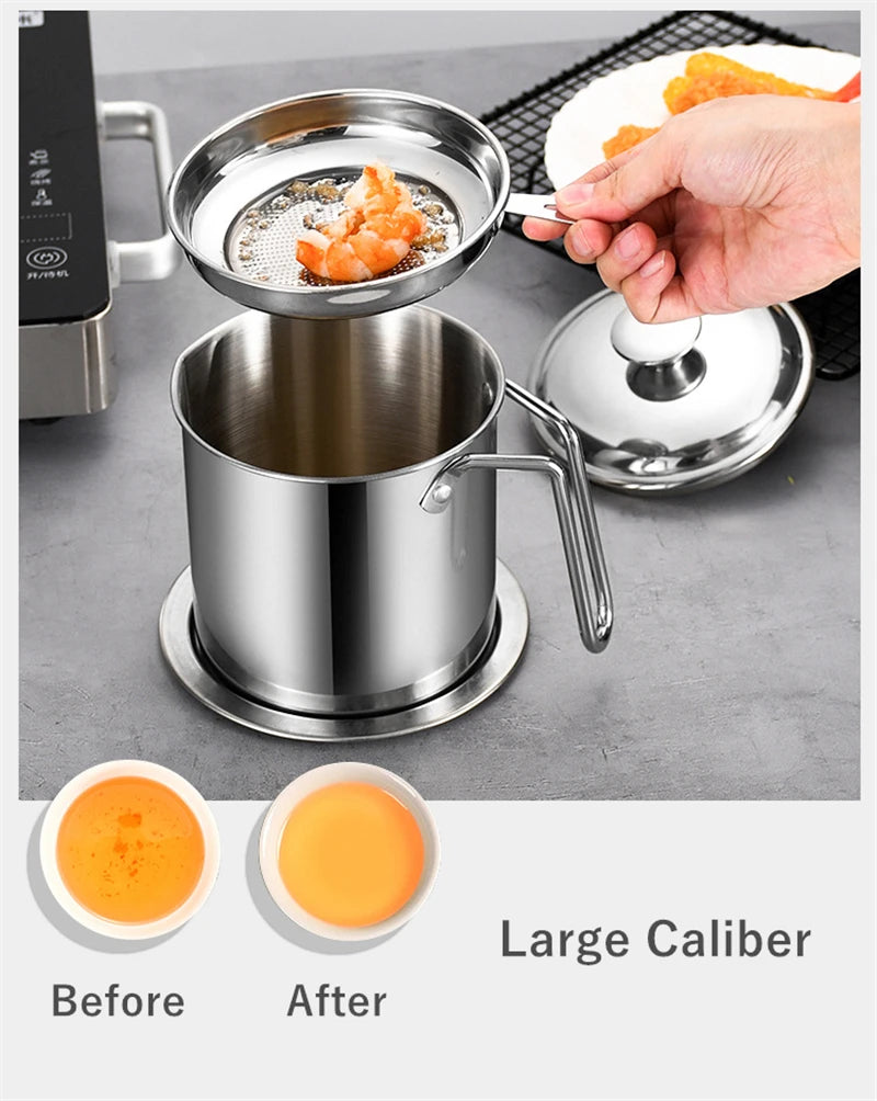 Oil Strainer Pot Grease Can Stainless Steel
