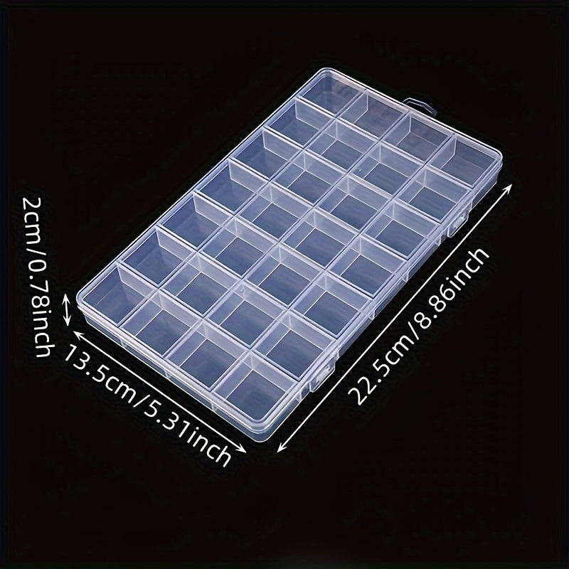 28 Grids Rectangle Plastic Jewelry Airing Storage Box