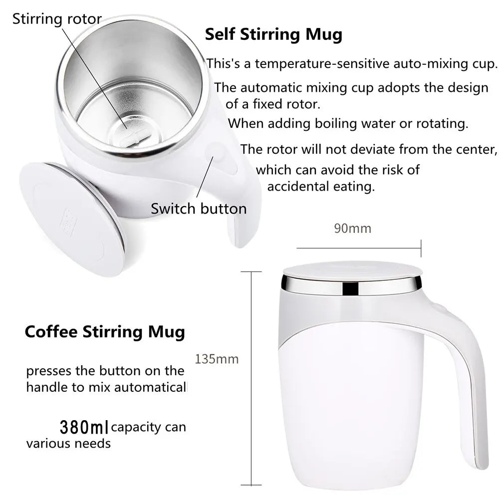 380ml Portable Automatic Magnetic Self-Stirring Rechargeable Mug