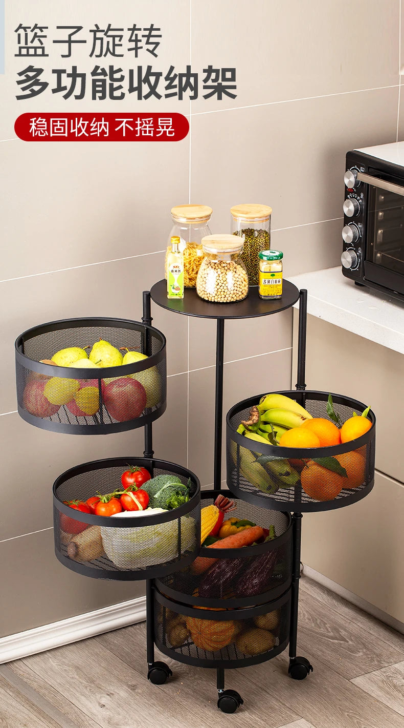Multi-layer Movable Round Metal Rack For Fruit Vegetables (Premium Quality)