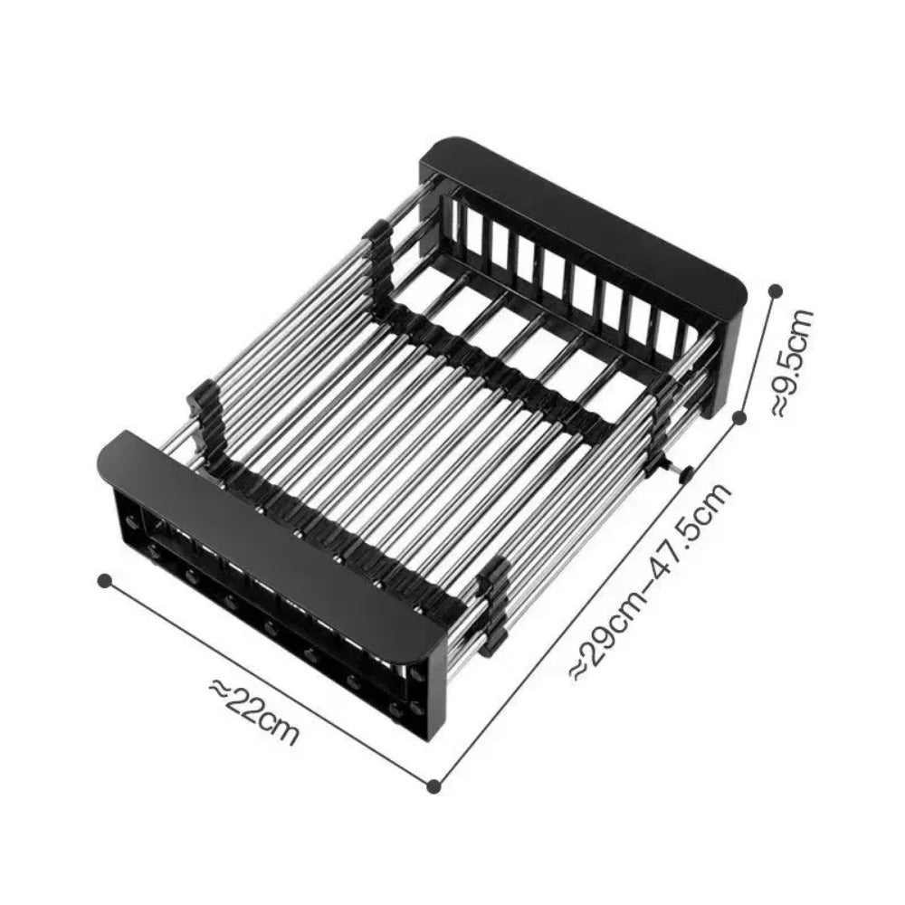 Stainless Steel Kitchen Sink Dish Drainer Counter Dish Drying Rack Collapsible Over The Sink