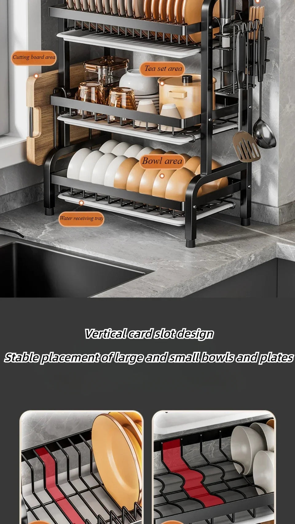 Compact Drainer Kitchen Rack With Tray. (Premium Quality)
