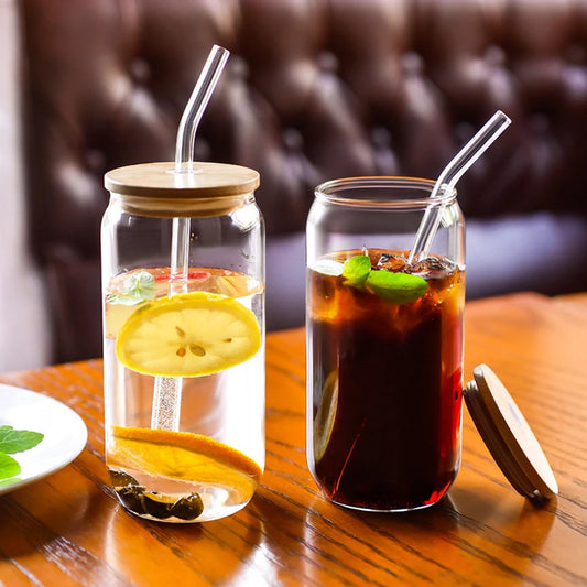 Modern Mason Glass Jar With Bamboo Lid And Straw (Premium Quality)