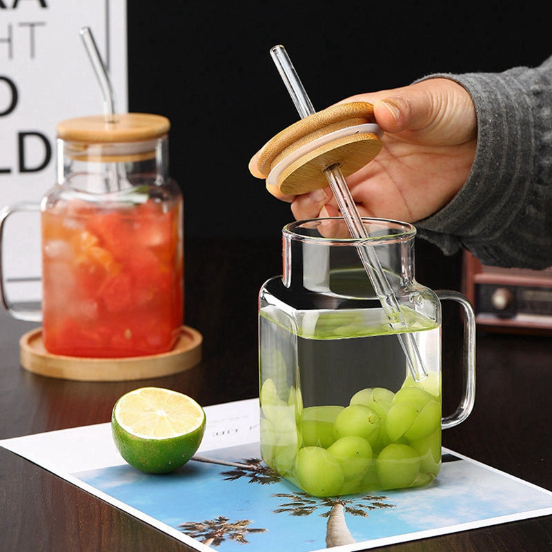 Transparent Bubble Mug With Bamboo Lid n Straw (Premium Quality)