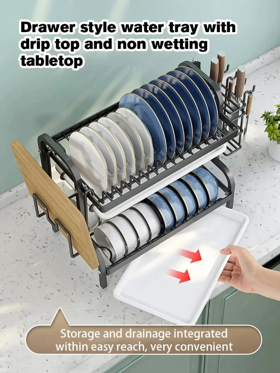 Compact Drainer Kitchen Rack With Tray. (Premium Quality)