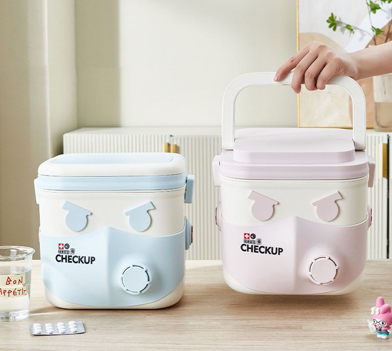 Creative Cartoon Large Capacity Family Medicine Box Portable Multi-functional Medicine Storage Box (Premium Quality)