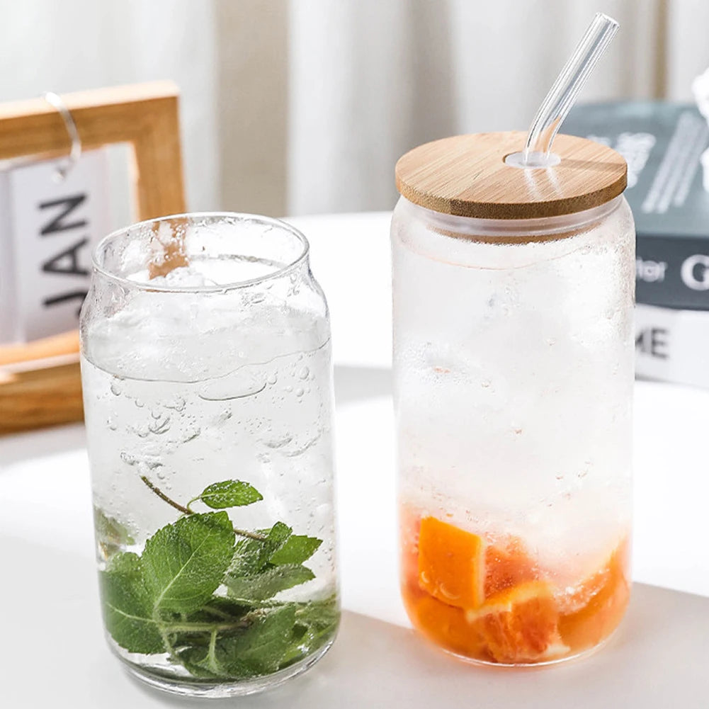 Modern Mason Glass Jar With Bamboo Lid And Straw (Premium Quality)