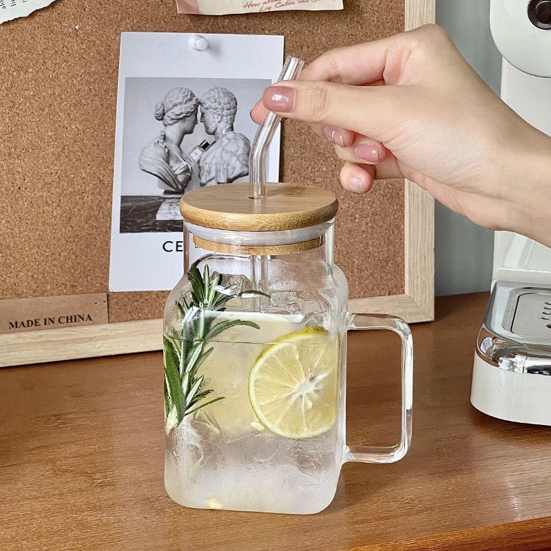 Transparent Bubble Mug With Bamboo Lid n Straw (Premium Quality)