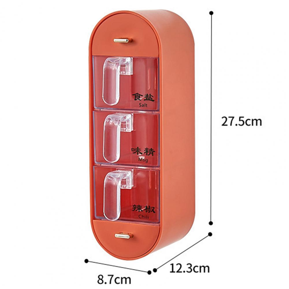 3 Portion Wall-Mounted Seasoning Spice Box (Premium Quality)