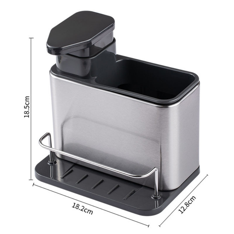 3-In-1 Kitchen Soap Dispenser Sponge Holder Dish Soap Dispenser Stainless Steel