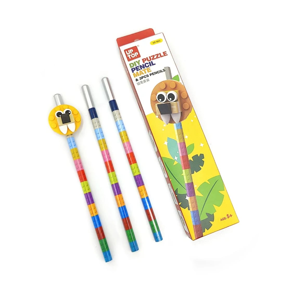 3Pcs Wooden Pencil Fun Toddler Pencil Toy With Blocks