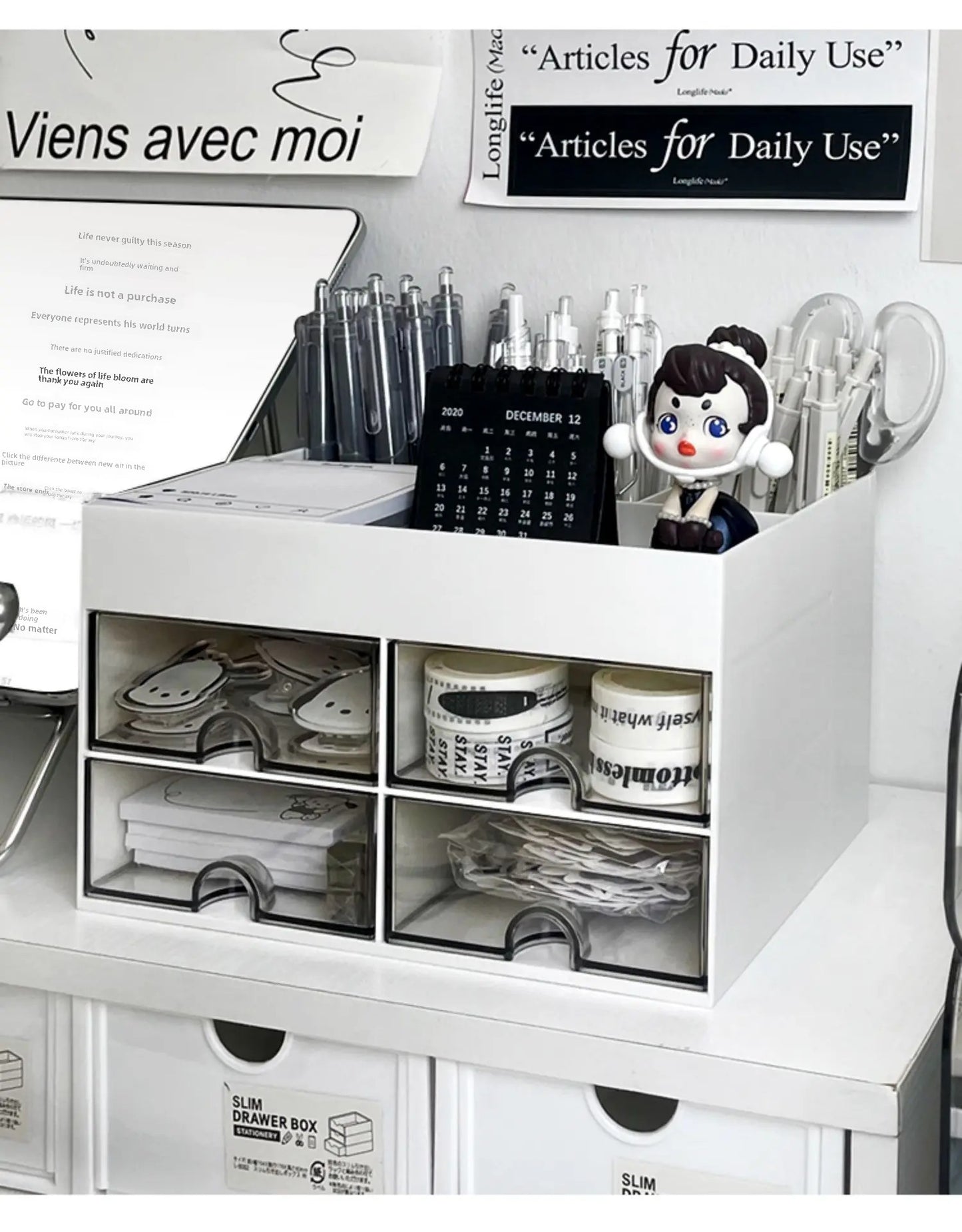 Multipurpose Desktop Cosmetic Statnory Storage Box with Drawer. (Premium Quality)