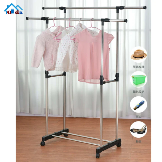 Double Pole Cloth Rack Multifunction Stainless Steel (A Quality)