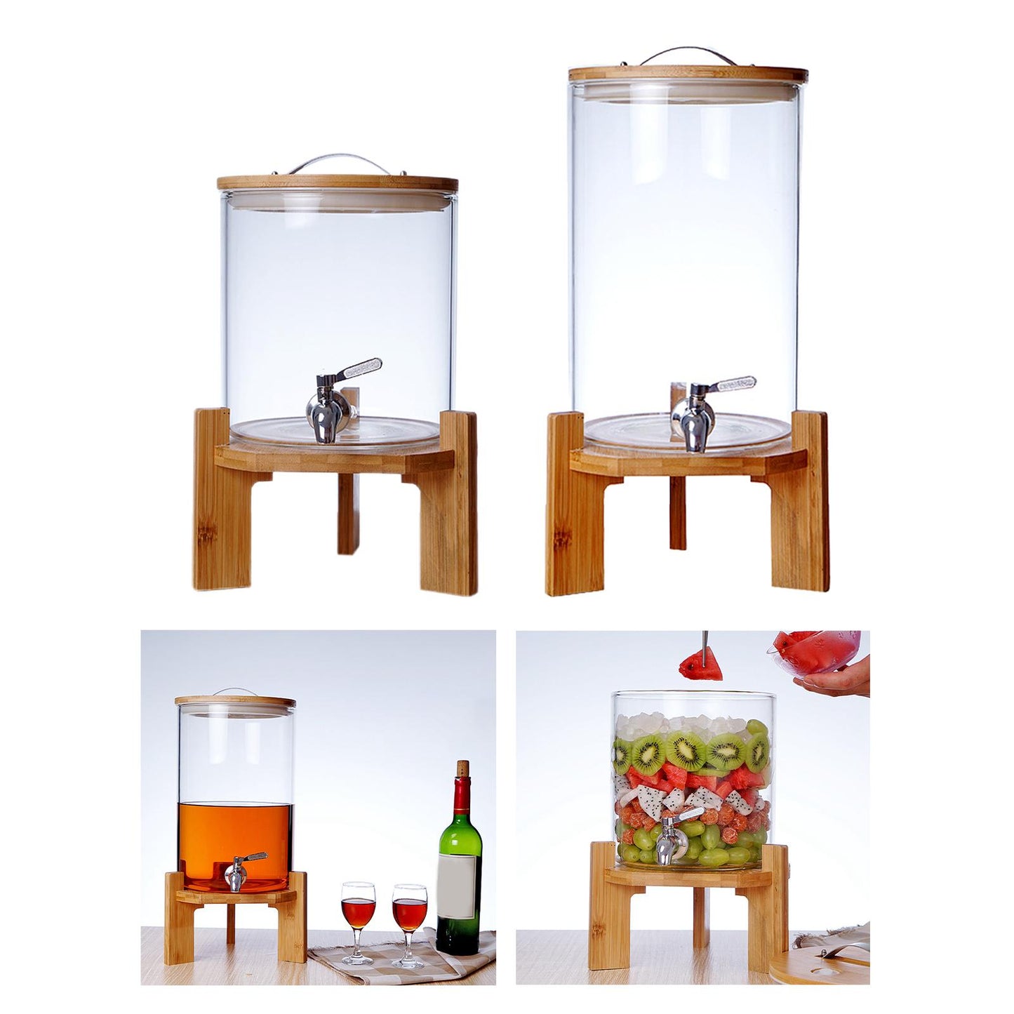 Glass Beverage Barrel Dispenser With Stainless Steel Faucet (Premium Quality)
