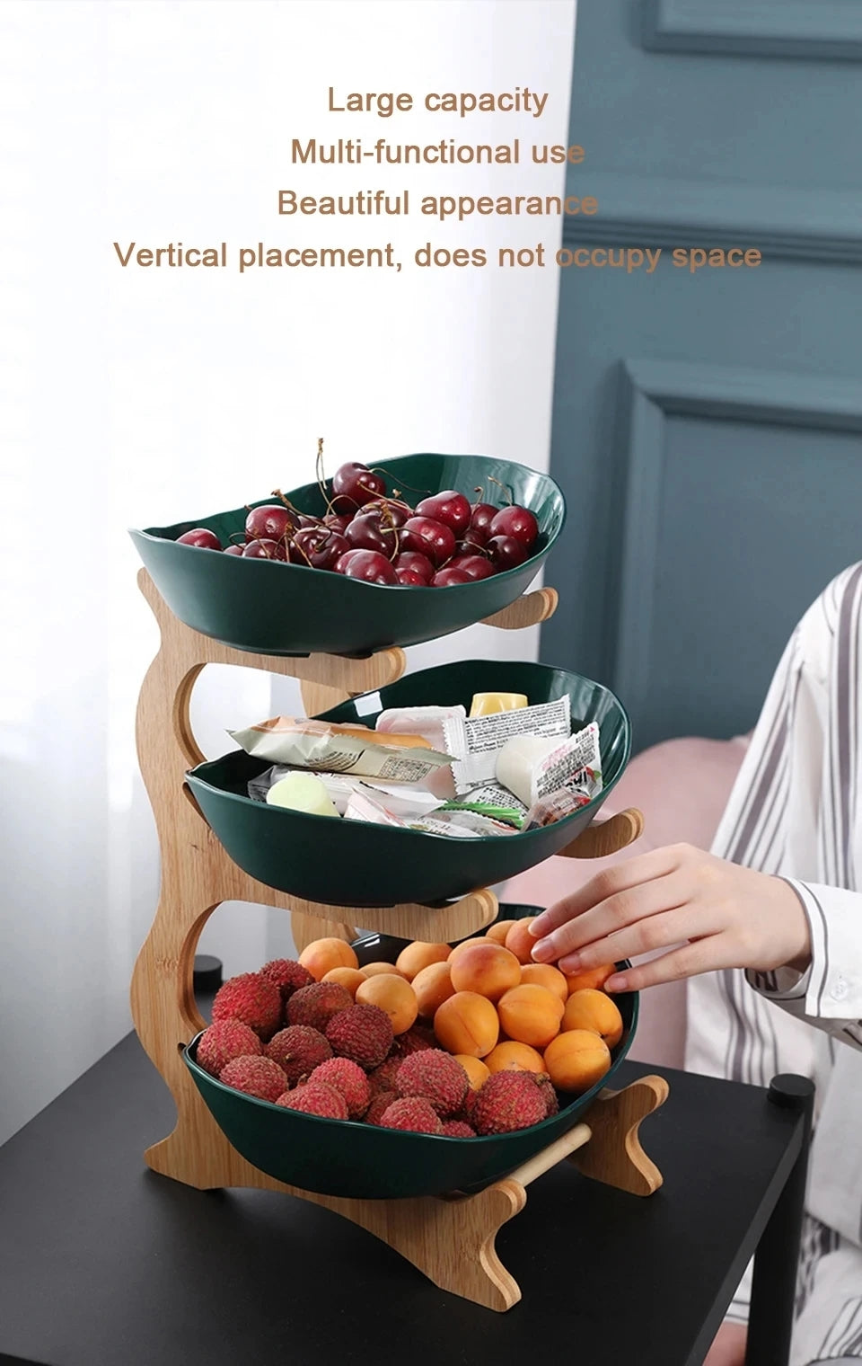 3 Layer Fruit Plate With Wooden Stand (Premium Quality)
