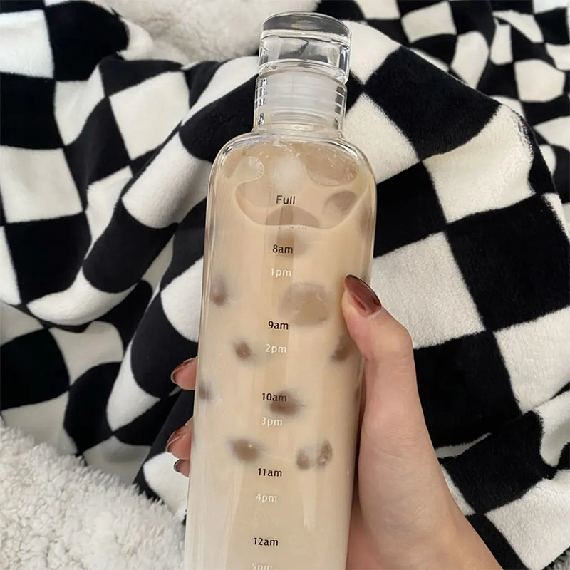 500ml Transparent With Time Scale Glass Water Bottle