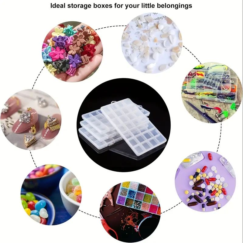 28 Grids Rectangle Plastic Jewelry Airing Storage Box