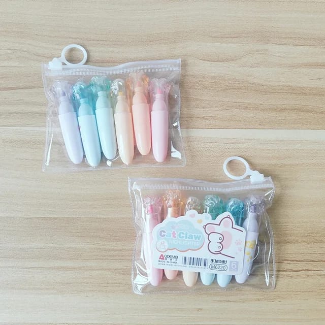6pcs Mini Cat Paw Style Highlighter (Premium Quality)